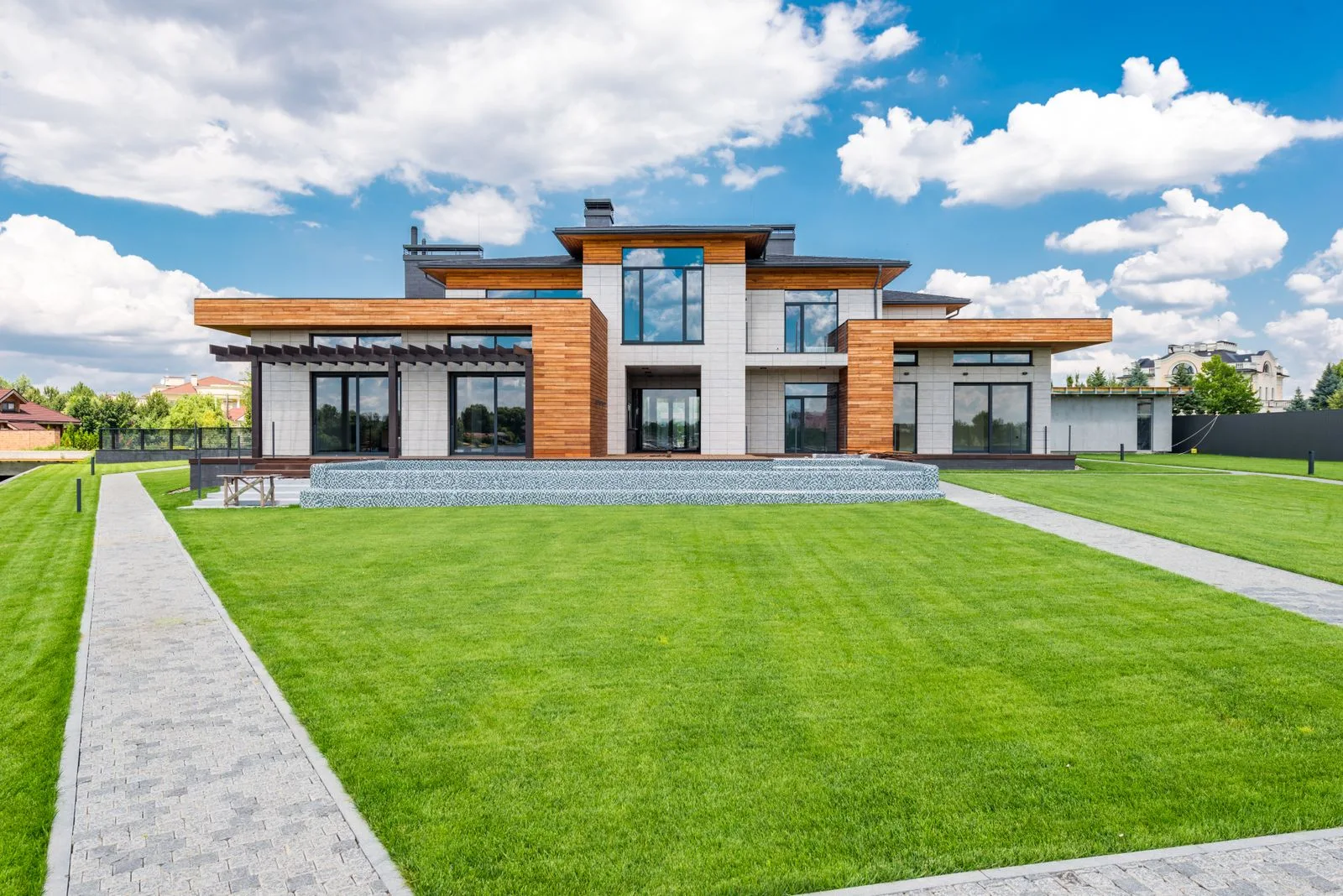 Modern residential architecture with large windows